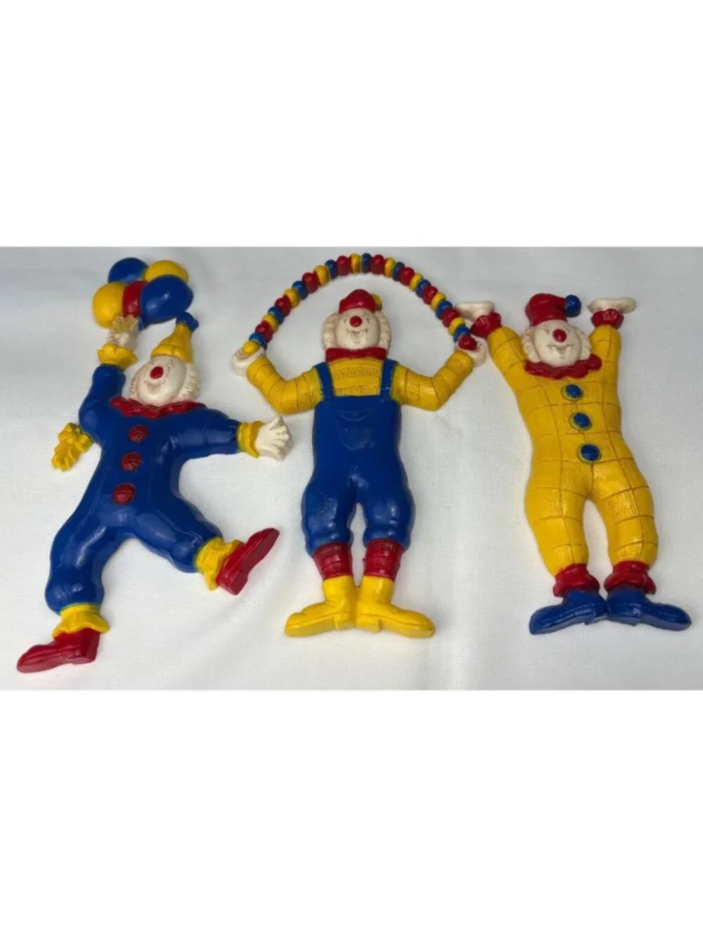 Kitchy Clown Wall Plaques Set Circus Burwood Yellow & Blue Plastic 8.5